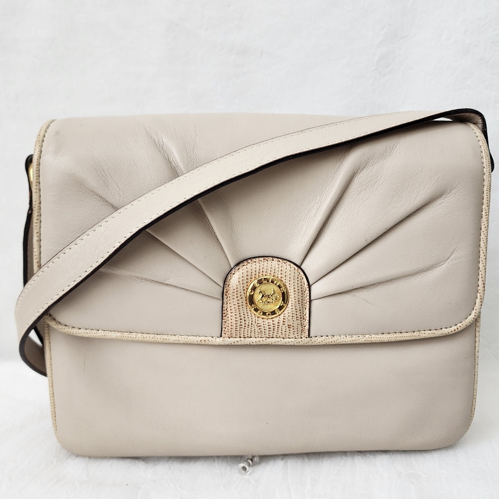 Celine Cream Crossbody Bag with Gold Accent